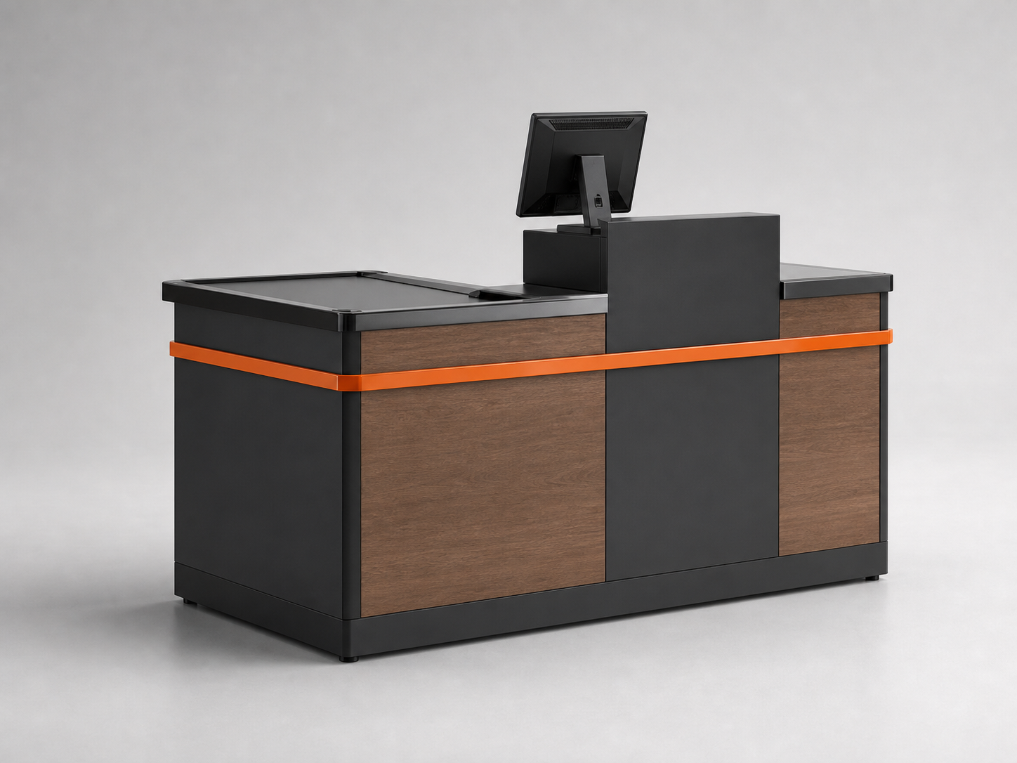 Modern charcoal supermarket checkout counter